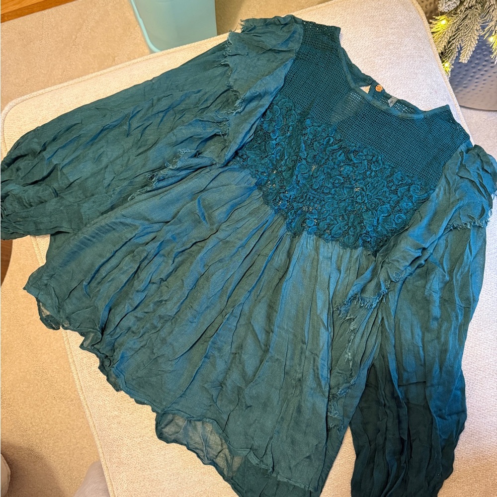 Madewell Teal Lace Blouse